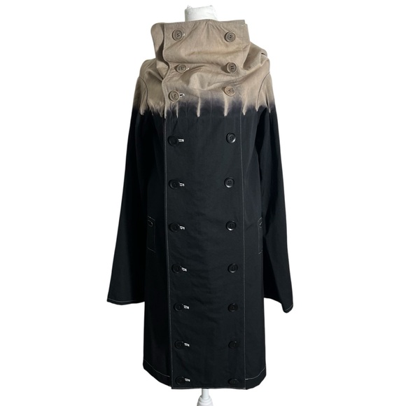 Y'S BY YOHJI YAMAMOTO Y2K Funnel Neck Wool Double-Breasted Dip-Dyed Long Jacket - Picture 2 of 16